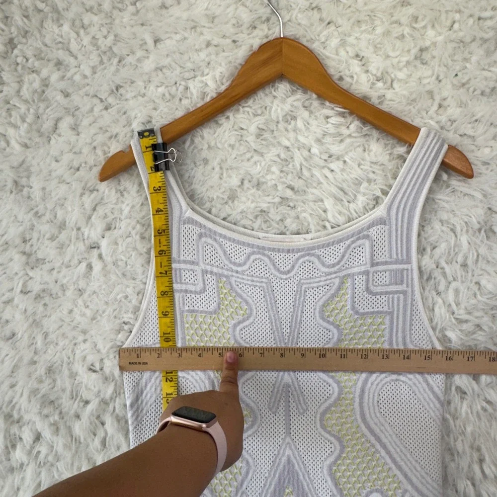 Peter Pilotto Knit Fit and Flare‎ Dress L White Geometric Designer Sleeveless